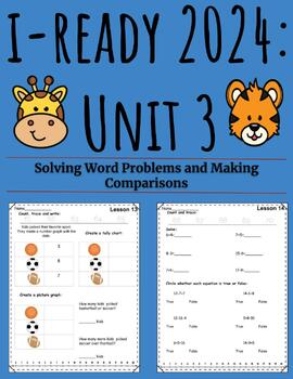 Preview of Word Problems and Comparisons-Iready 2024 Unit 3-1st Grade (13 Worksheets)