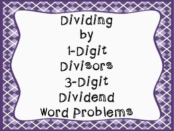 Preview of Division Word Problems (division 1-digit divisor 3-digit dividend)