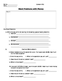 Word Problems focused on Money Worksheet