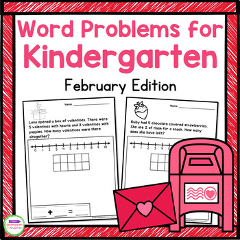 Preview of Word Problems for Kindergarten - February Edition