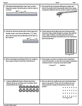 Preview of Word Problems for Multiplying & Dividing Fractions Worksheet