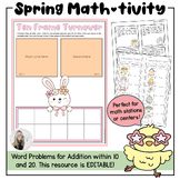 Word Problems for Spring - Ten Frame Math Activity - Addit