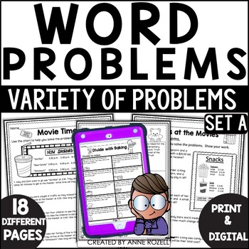 Preview of Word Problems 3rd Grade Worksheets Set A