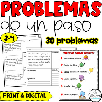 Preview of Word Problems in Spanish - Problemas de suma, resta, multiplicación y división