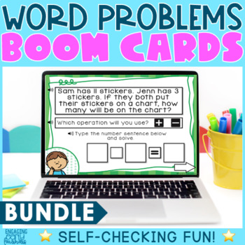 Preview of Word Problems to 20, 50 & 100 Boom Cards™ Google Slides 1st - 2nd grade *BUNDLE