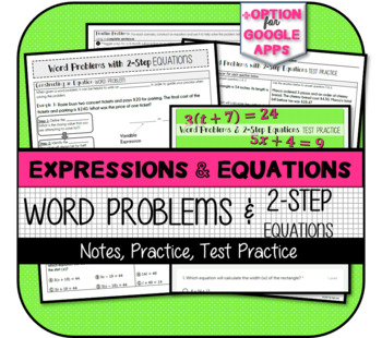 Preview of Word Problems with 2-Step Equations NOTES & PRACTICE