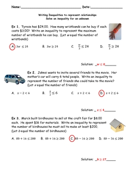solving word problems with inequalities