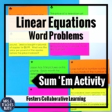 Solving Equations Word Problems Sum Em Activity