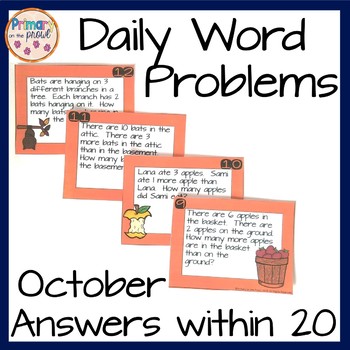 Preview of Word Problems within 20- October Math