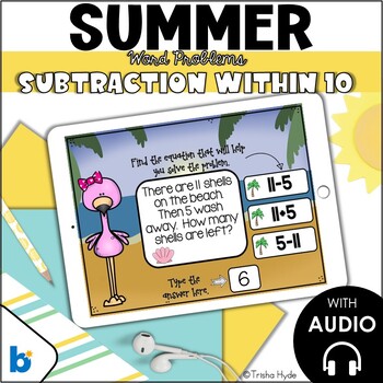 Preview of Word Problems within 20 | Boom Cards | Summer