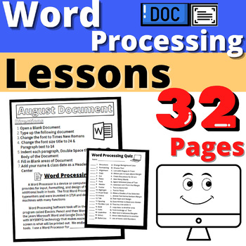 Preview of Word Processing Activities Resource Lessons Keyboarding Digital Literacy