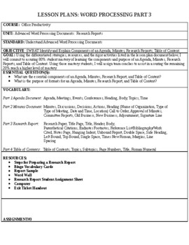 Preview of Word Processing Documents Part 3 "Research Reports"