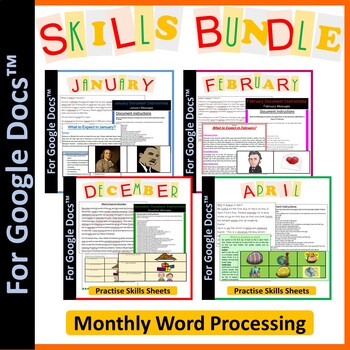 Preview of Word Processing Monthly Skills Bundle for Google Docs™ (Editable Growing Bundle)