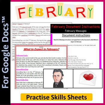 Preview of Word Processing for Google Docs™ February, Valentines Day Activities, Rosa Parks