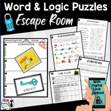 Word and Logic Puzzles Escape Room Activity With Digital L