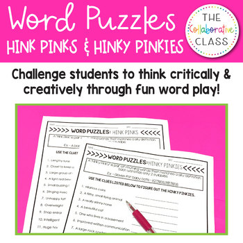 Preview of Word Puzzles: Hink Pinks & Hinky Pinkies