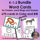 Picture Word Matching Cards for Puzzles, Rhyming Games, Wo