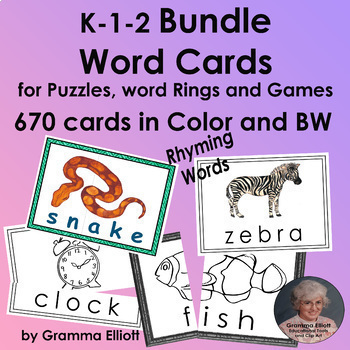 Preview of Picture Word Matching Cards for Puzzles, Rhyming Games, Word Rings, Flash Cards