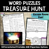 Word Puzzles Treasure Hunt Escape Room Game -  Printable a