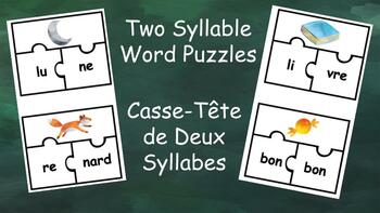 Preview of Word Puzzles Two Syllables - Classe-Tête Deux Syllabes
