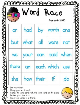 Word Race sight word game 100 by Teachers Got Class | TpT