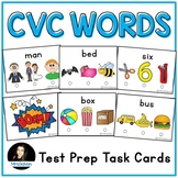 CVC Words Game Test Prep Task Cards Scoot or Kaboom