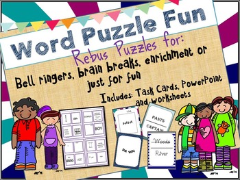 word rebus puzzle task cards presentation and worksheets tpt