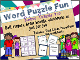 Word "Rebus" Puzzle: Task Cards, Presentation and Worksheets