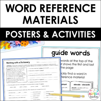 Preview of Word Reference Materials Sort, Worksheets, Posters