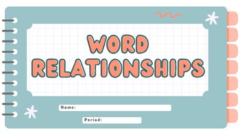Preview of Word Relationships Workbook