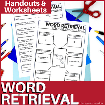 Preview of Word Retrieval Handouts and Activities for Upper Elementary Students
