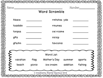 End of Year Word Scramble Freebie by ABSeymour | TPT