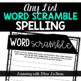 Word Scramble Any Spelling List Activity Sheet