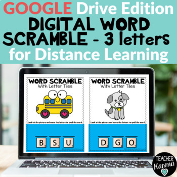 Preview of Word Scramble Distance Learning Google Drive for 3 Letter Words