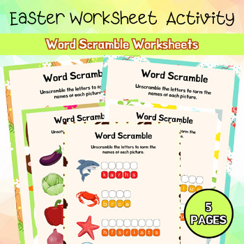 Preview of Word Scramble Easter Worksheet PreK - 2nd Easter Activity Printable