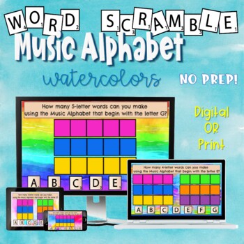 Preview of Word Scramble Music Alphabet Note Spelling