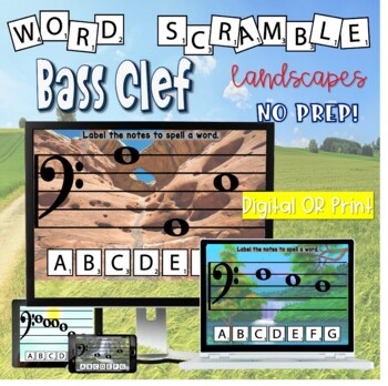 Preview of Word Scramble - Music Bass Clef Note Spelling
