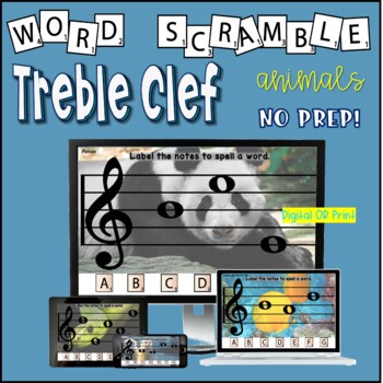 Preview of Word Scramble - Music Treble Clef Note Spelling
