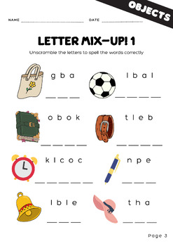 Word Scramble Writing with colorful picture for memory by AC