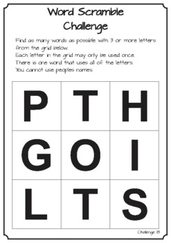 Preview of Word Scrambles - Boggle - Set Words and a Blank