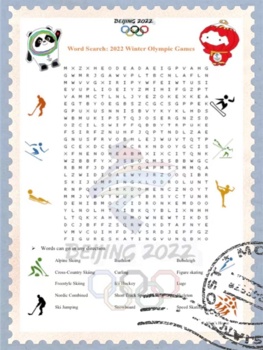 Preview of Word Search: 2022 Winter Olympic Games （15 Sports)