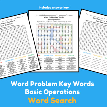 Preview of Word Search Activity: Basic Operations Key Words