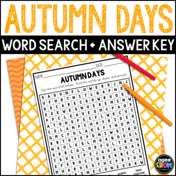 Preview of Word Search | Autumn Days with Digital Resources