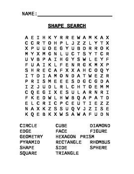 Preview of Word Search - Basic Shapes