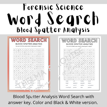 Preview of Blood Spatter Analysis Word Search