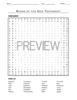 Word Search: Books of the New Testament by Cat's Curriculums | TpT