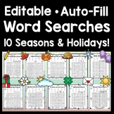 Word Search Bundle- Editable! {4 Seasons & 6 Holidays incl