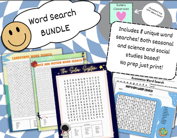 Preview of Word Search Bundle!!! Great supplement for sci/ss units and seasonal days!!!