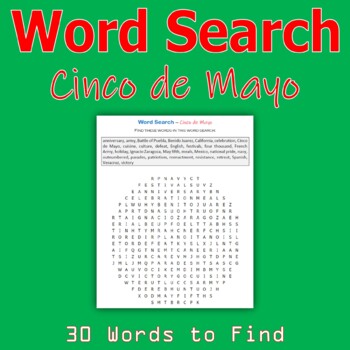 Preview of Word Search - Cinco de Mayo