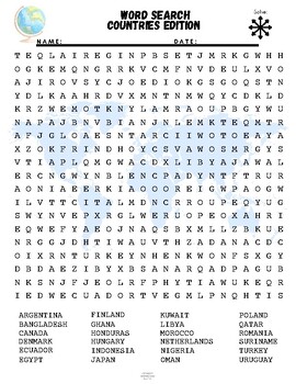 Preview of Word Search: Countries Edition (24 words)